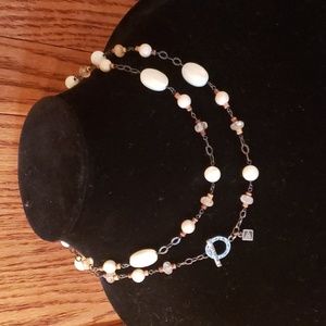 Silpada Oxidized SS, Mother of Pearl, Riverstone, Glass & Coco Bead Necklace